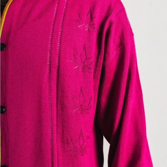 Pasdemer High Couture Button Up Polo Cardigan Fuchia Size Medium NWOT - Picture 3 of 9